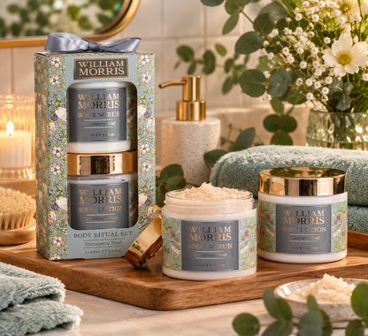 Body Scrub Lotion Gift Set Leonardo Collection William Morris Strawberry Thief