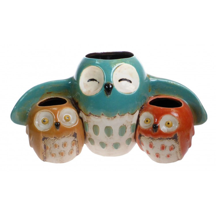 Jardinière trio de chouettes en céramique Quay Traders