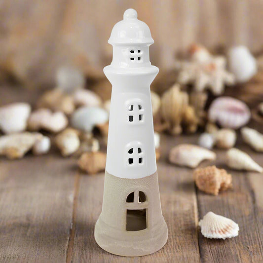 Quay Traders Ceramic Lighthouse Shaped Tealight Holder