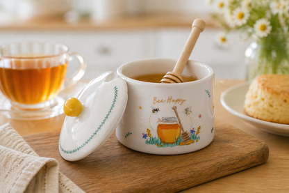 CGB Giftware The Beekeeper Ceramic Lidded Honey Pot & Stirrer