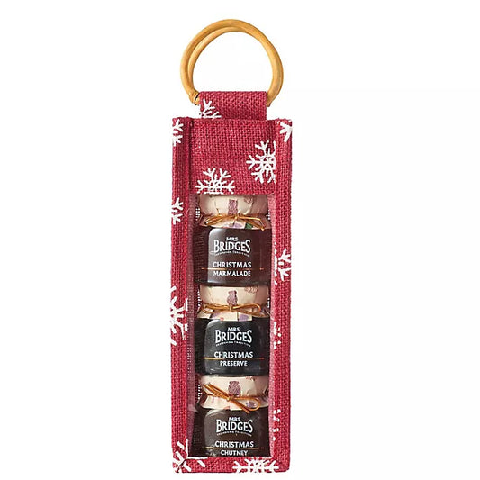Mrs Bridges Christmas Trio Jute Bag Preserves Gift Set