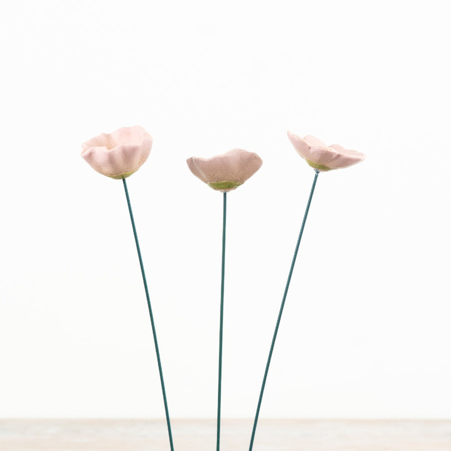 Portland Living Giftware Ceramic Pink Poppy Garden Stake