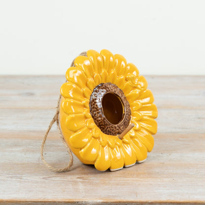 Portland Living Ceramic Sunflower Hanging Birdhouse 15cm