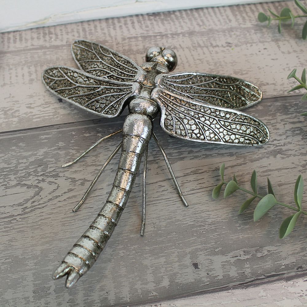 Langs of Derbyshire Silver Coloured Resin Dragonfly Ornament