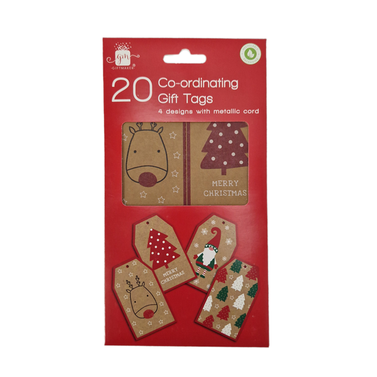 Gift Maker Pack of 20 Co-Ordinating Kraft Gift Tags Reindeer, Gonk, Trees...