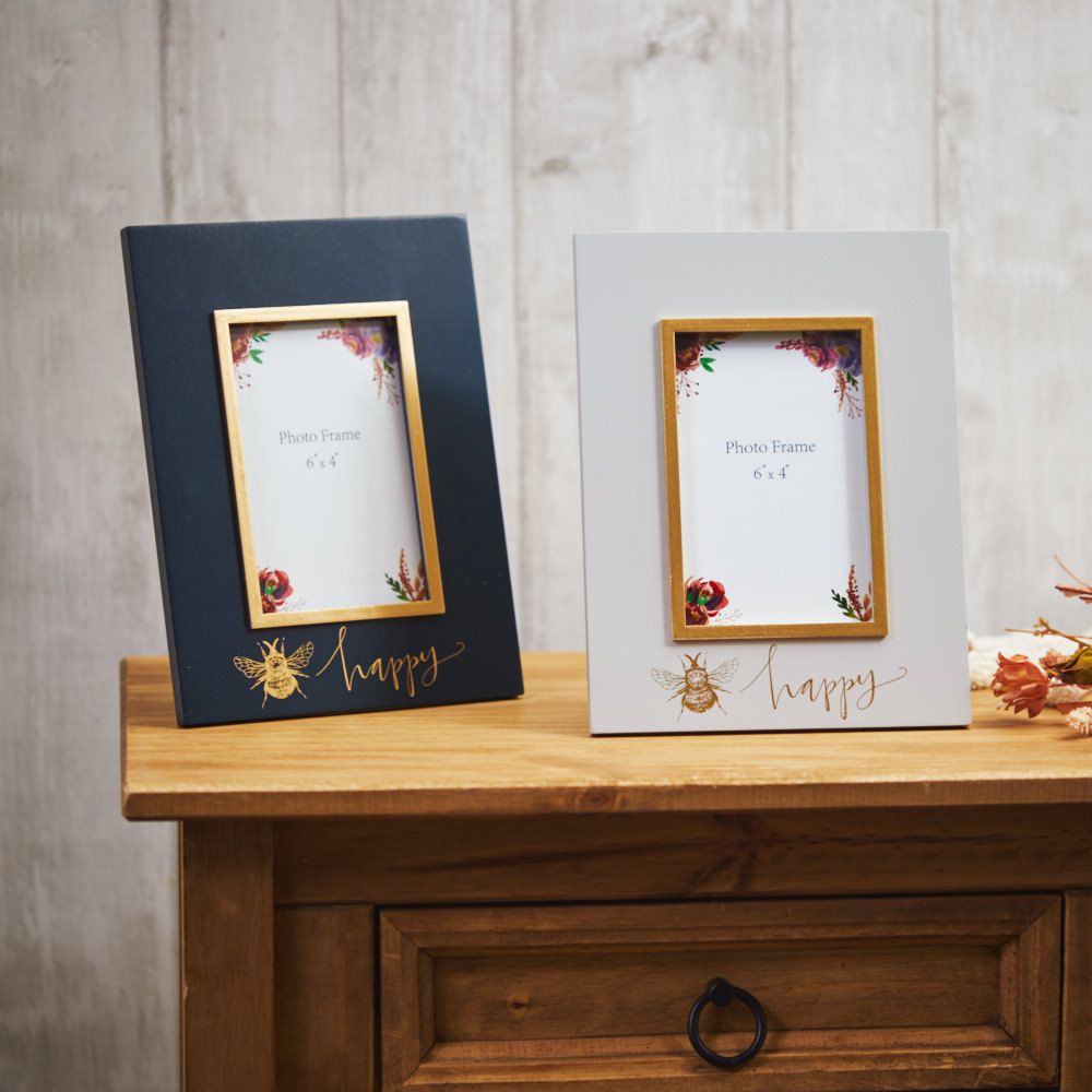 Langs of Derbyshire Wooden Photo Frame with Gold Bee
