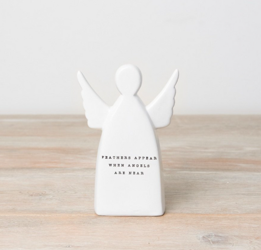 Portland Living White Ceramic 'Feathers Appear' Angel Decoration