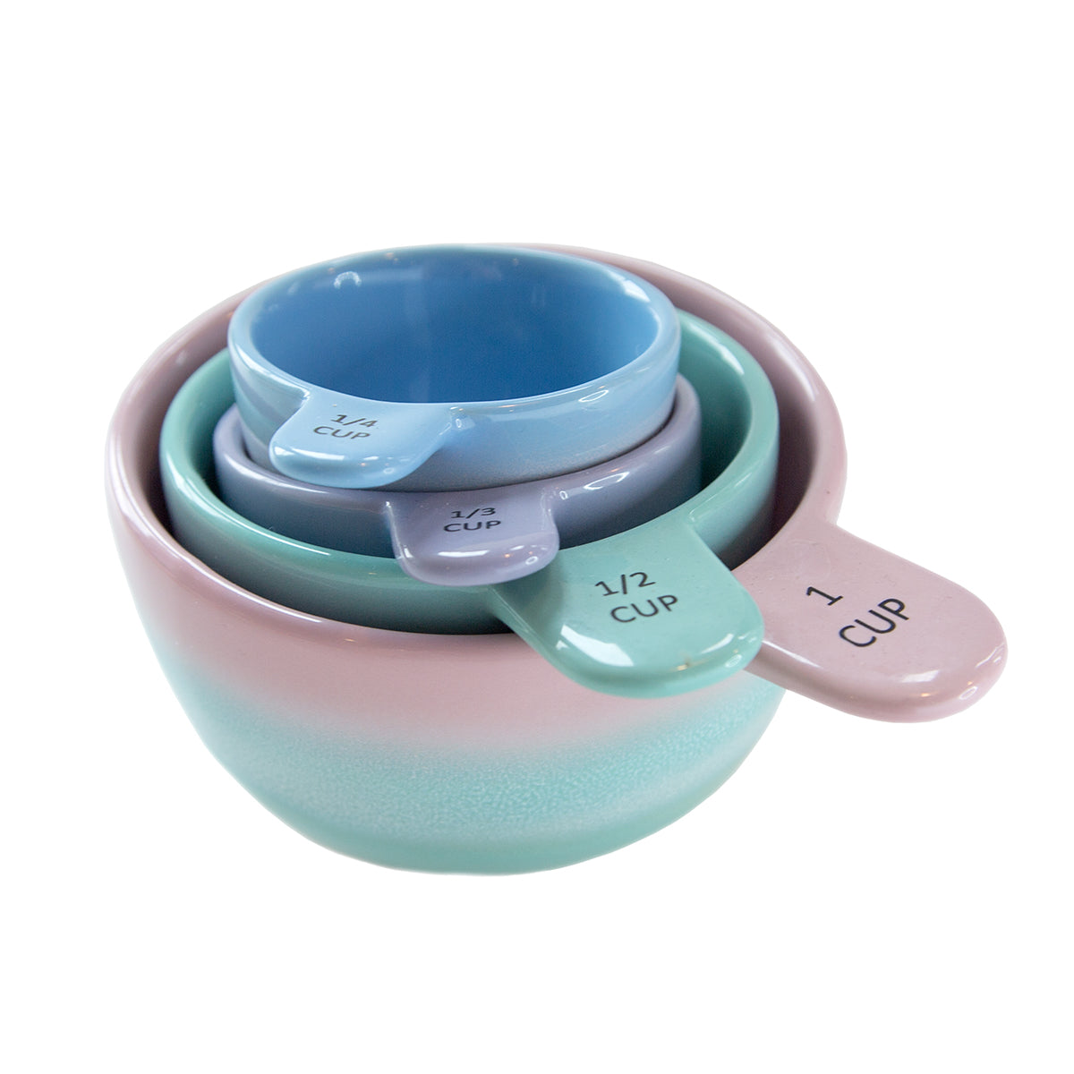 Sass & Belle Ombre Pastel Ceramic Baking Measuring Cups Set of 4