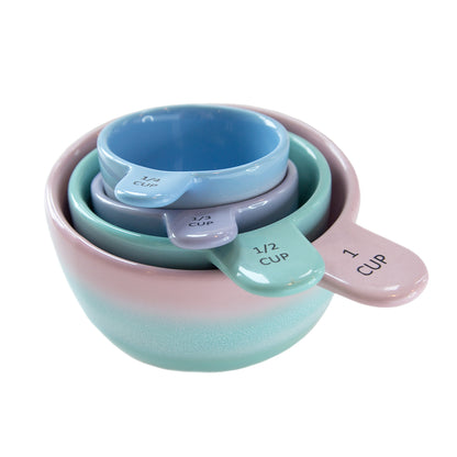Sass & Belle Ombre Pastel Ceramic Baking Measuring Cups Set of 4