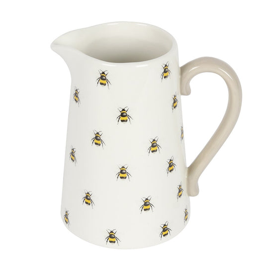 Something Different White Ceramic Bee Pattern Flower Jug 17cm