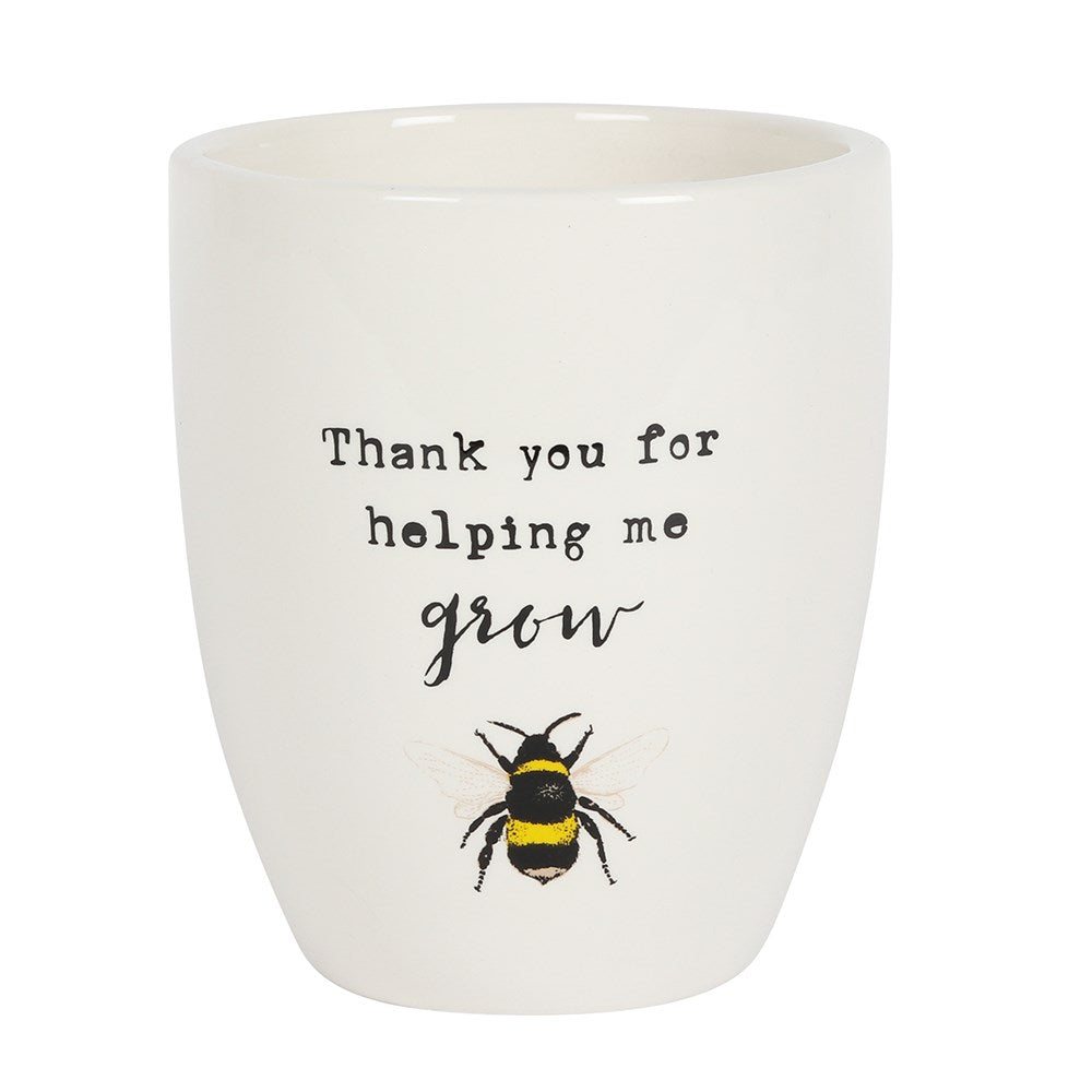 Something Different Ceramic Bee Plant Pot 'Thank you for helping me grow'