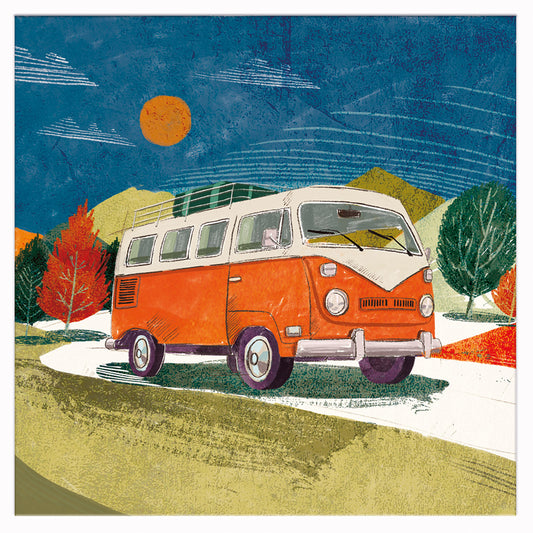The Heritage Press 'Orange Camper Van' Greetings Card