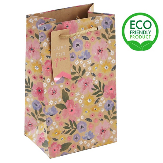 Kraft Pink Floral Perfume Gift Bag