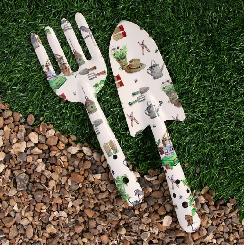 Leonardo Collection Green Fingers Patterned Metal Fork & Trowel Garden Tools Set