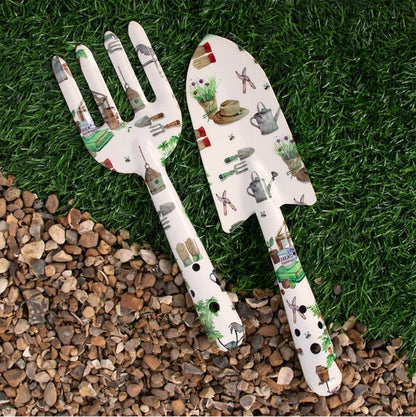 Leonardo Collection Green Fingers Patterned Metal Fork & Trowel Garden Tools Set