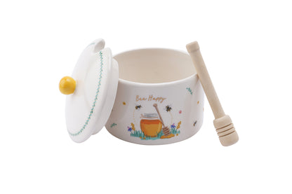 CGB Giftware The Beekeeper Ceramic Lidded Honey Pot & Stirrer