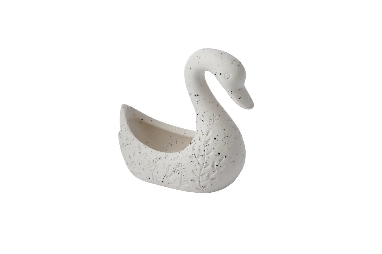 CGB Giftware White Ceramic Swan Jewellery Trinket Holder with Bowl