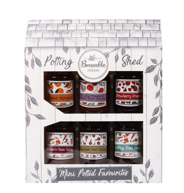 Bramble Foods Potting Shed Jams & Chutneys Gift Set Pack of 6 Jars