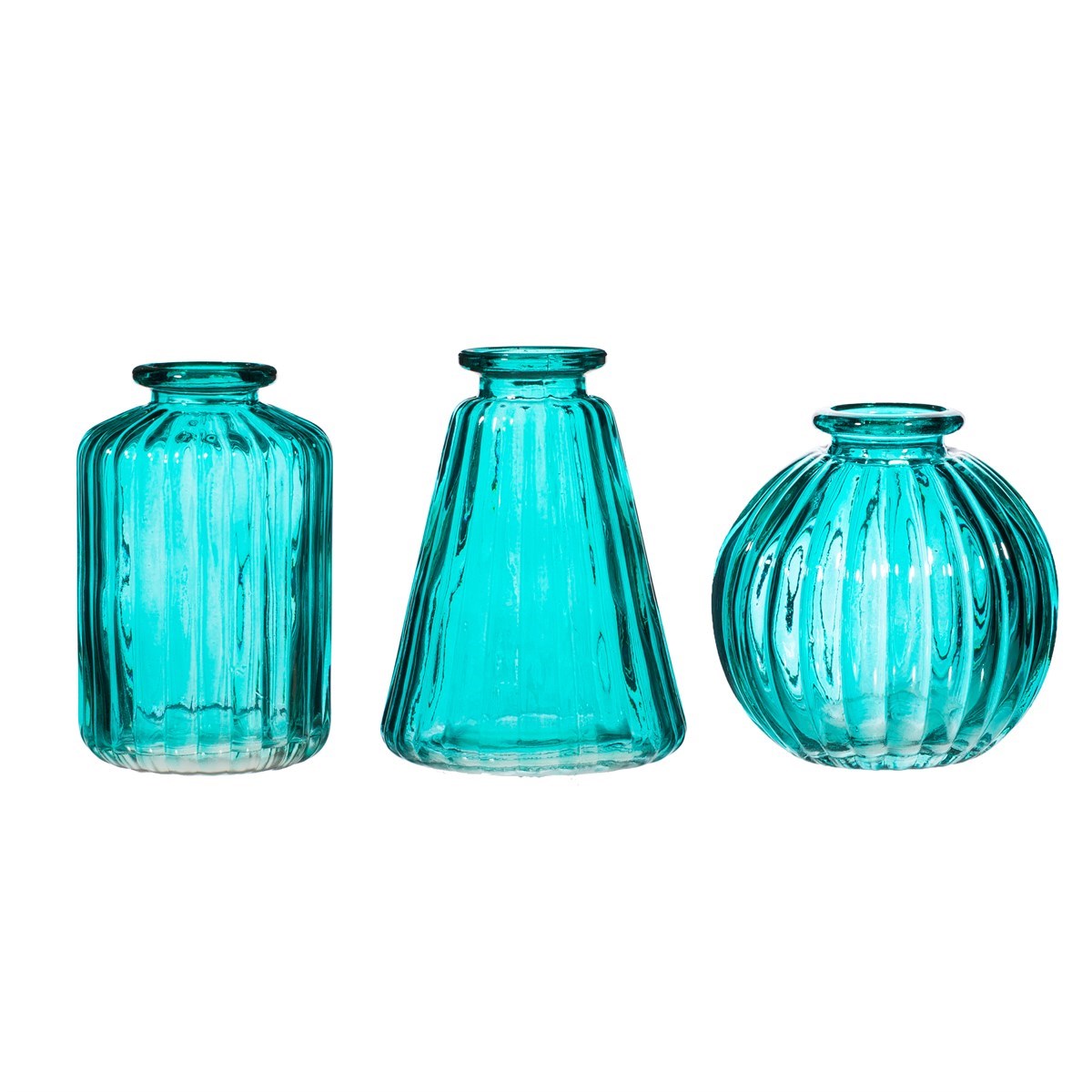 Sass & Belle Set of 3 Turquoise Glass Bud Vases