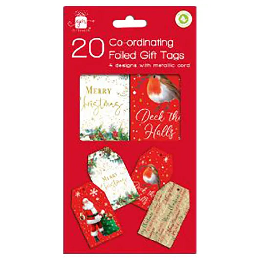 Gift Maker Pack of 20 Co-Ordinating Foiled Gift Tags Elegant Traditions Robin Santa...
