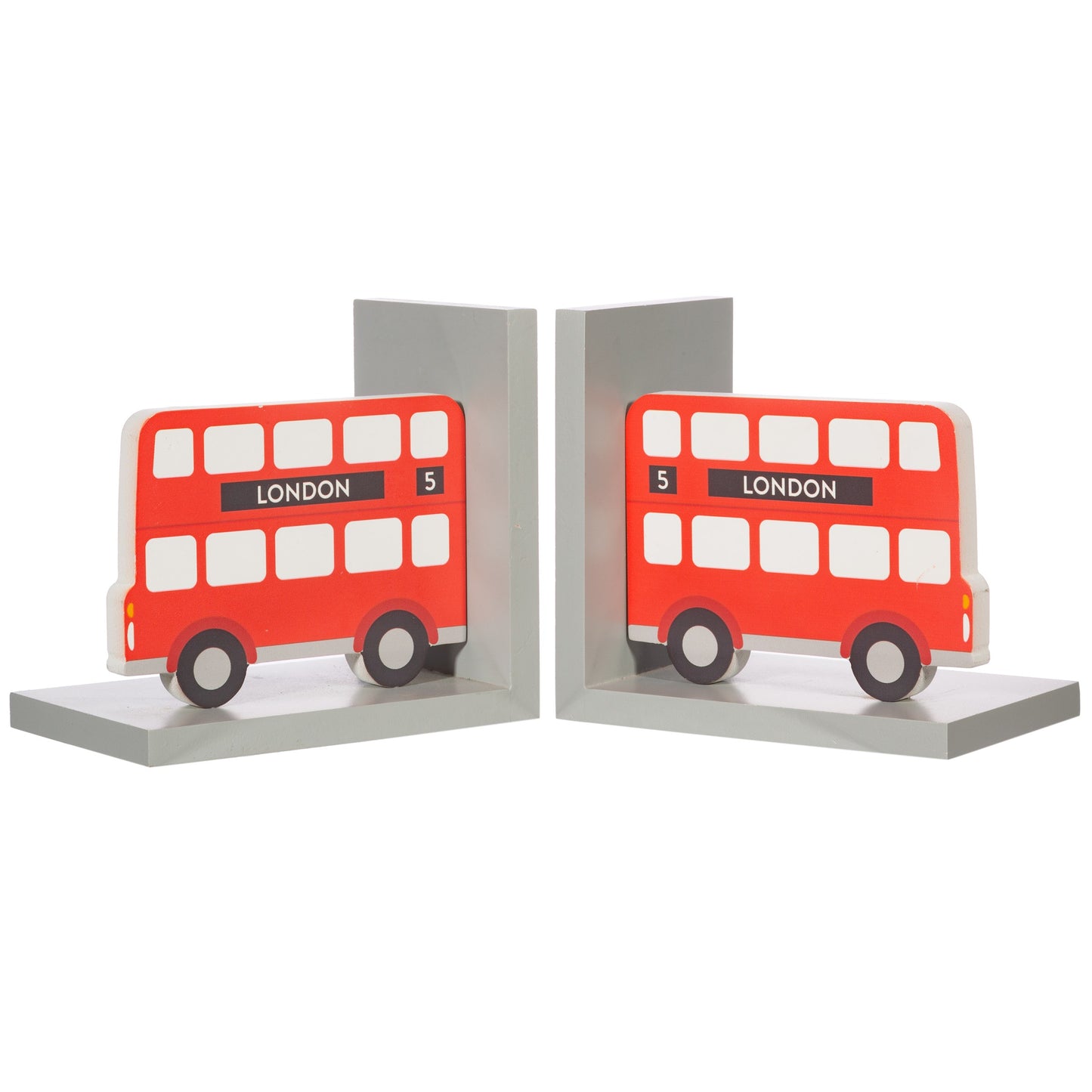 Sass & Belle Pair of Wooden London Red Bus Bookends