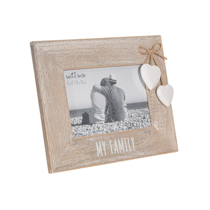 Sass & Belle Shabby Chic Wooden 'My Family' Photo Frame 6" x 4"