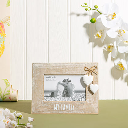 Sass & Belle Shabby Chic Wooden 'My Family' Photo Frame 6" x 4"