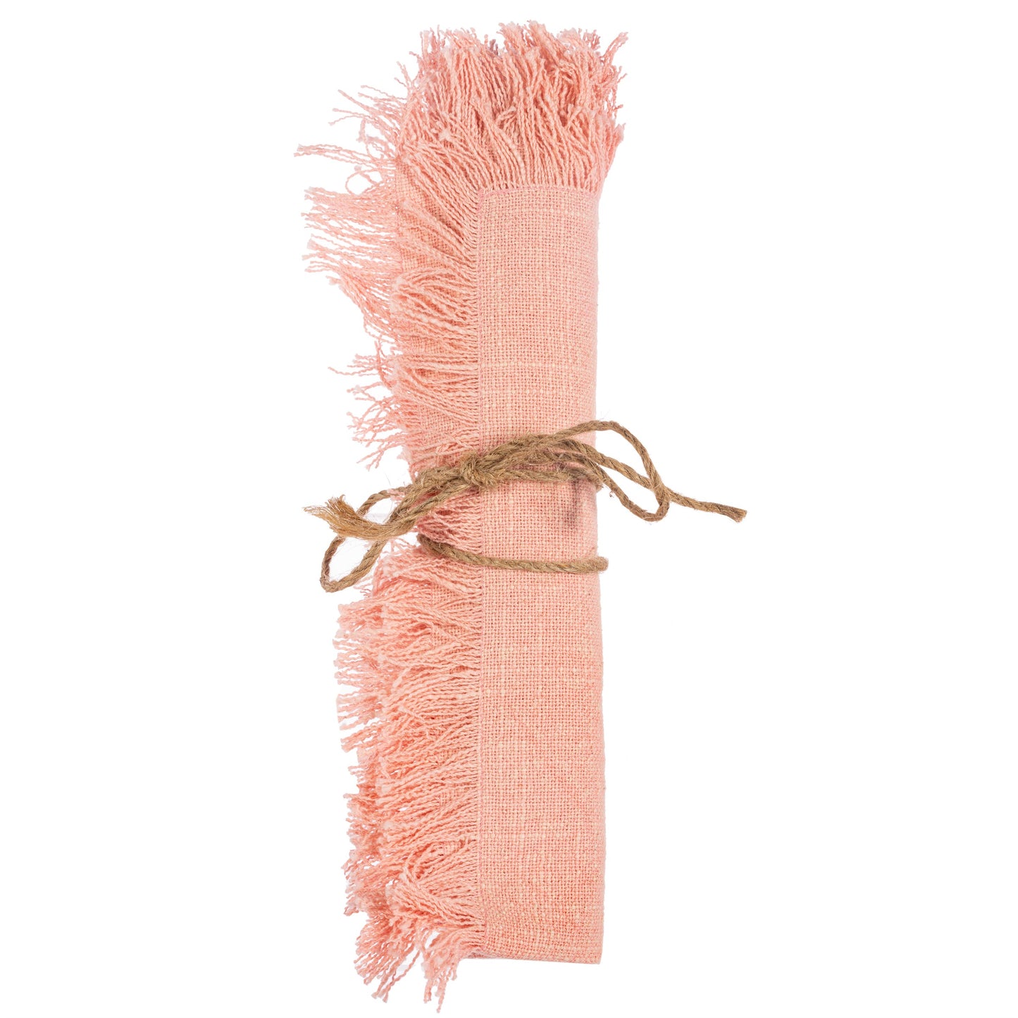 Sass & Belle Pink Stonewash Napkins with Fringed Edge - Set of 2