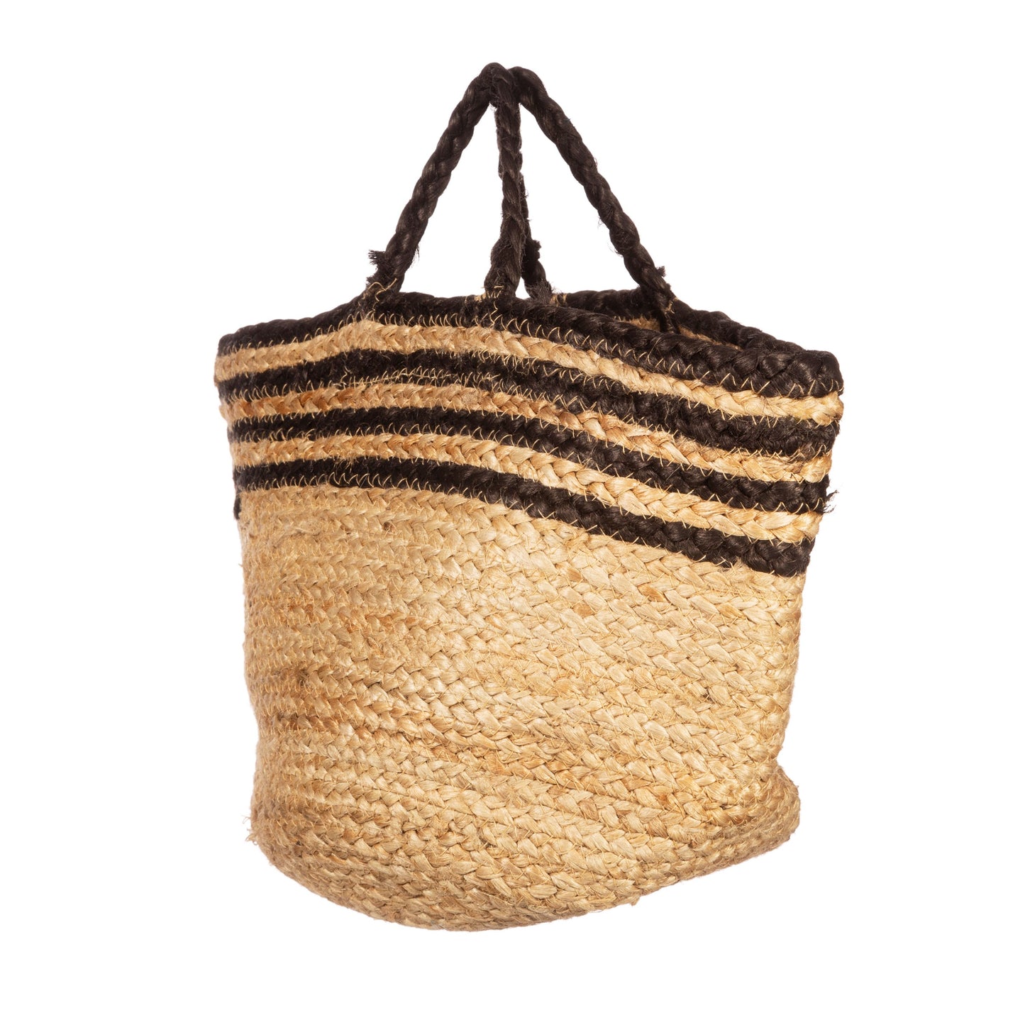 Sass & Belle Black Stripe Natural Jute Storage Bag