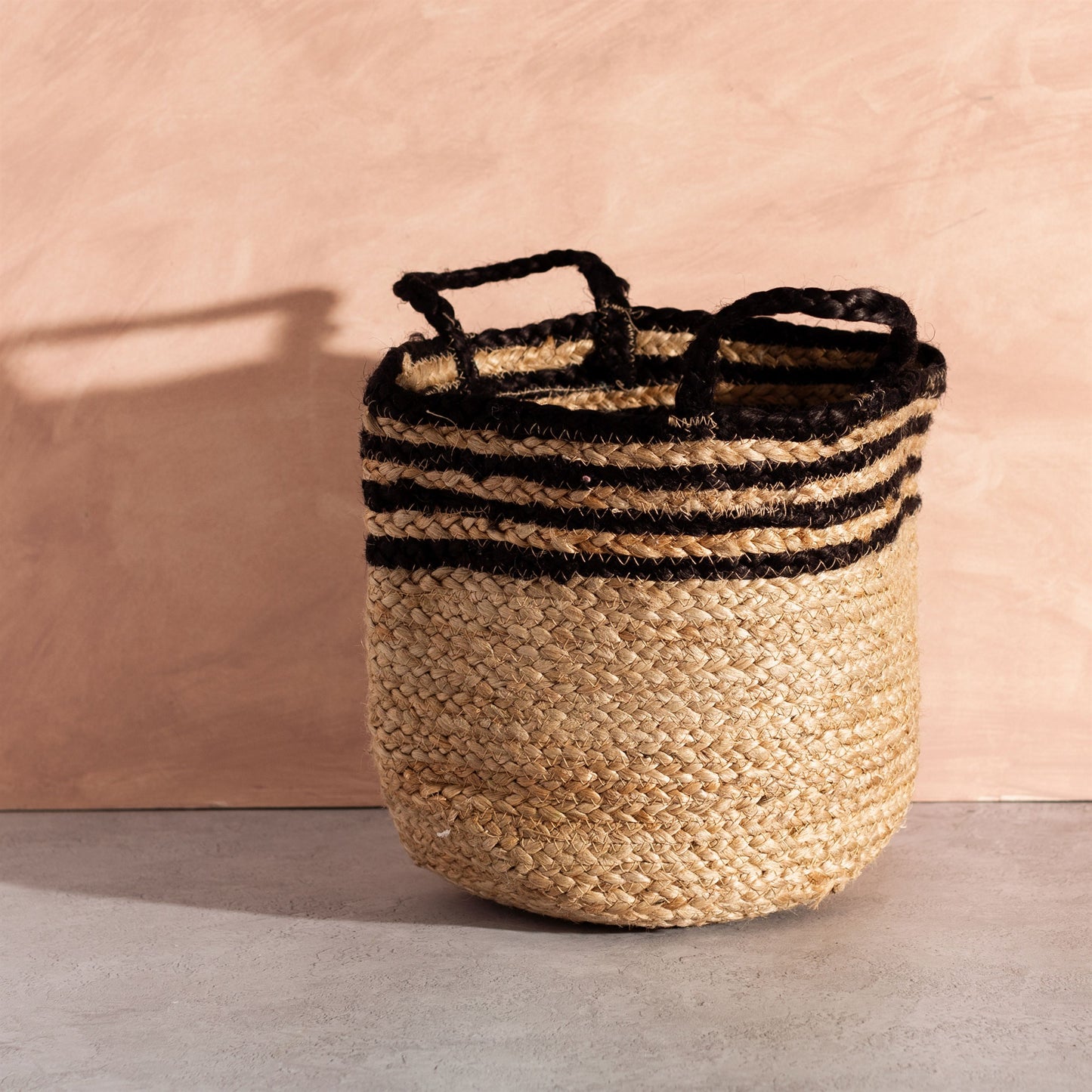 Sass & Belle Black Stripe Natural Jute Storage Bag