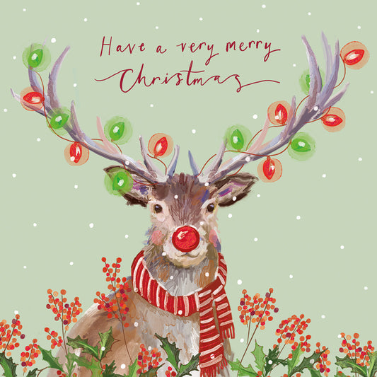 Charity Christmas Cards Pack of 10 Merry & Bright Reindeer