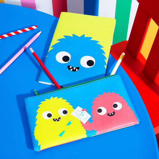 Sass & Belle Bright Green & Blue Monster A5 Kids Notebook