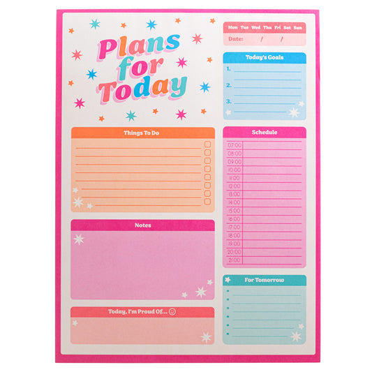 Sass & Belle Pink Starry Dopamine Decor Plans For Today Desk Notepad