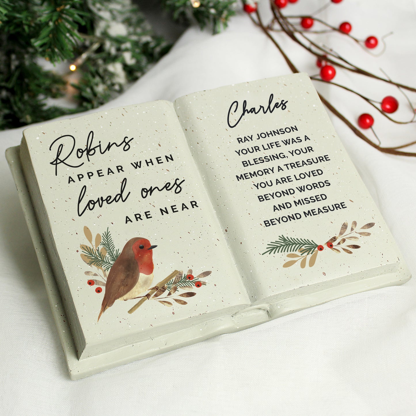 Personalised Robins Appear... Memorial Book