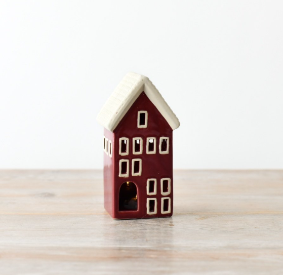 Portland Living Ceramic Light Up Red House Tealight Holder