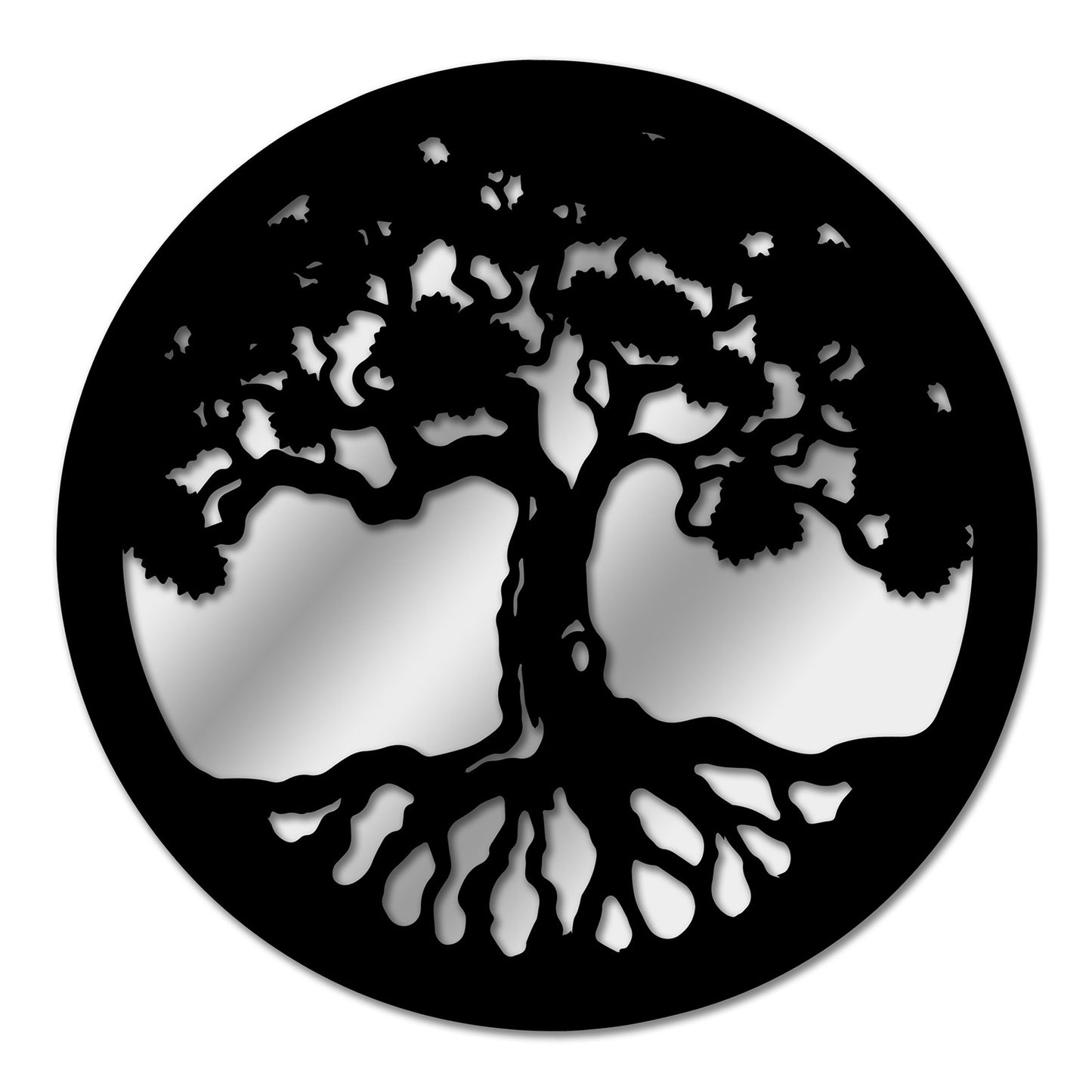 Primus Black Metal Round Tree of Life Silhouette Wall Mirror