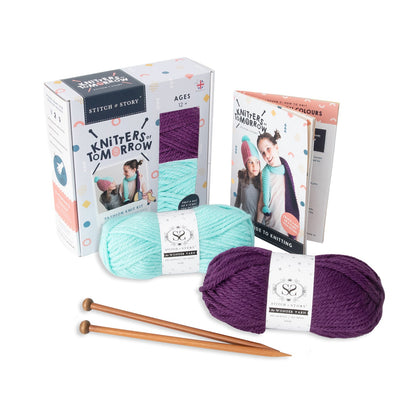 Stitch & Story Knitters of Tomorrow Children's Fashion Knit Kit Mint/Purple