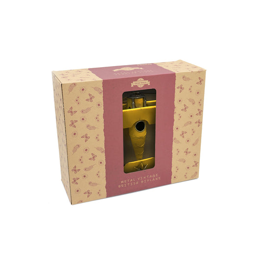 Primus Vintage Vehicles Yellow Metal Biplane Ornament - Box Damaged