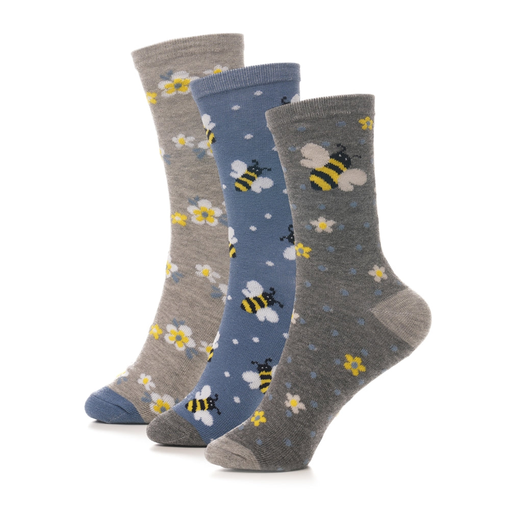 Foxbury Ladies 3 Pack Novelty Design Socks UK Size 4-8