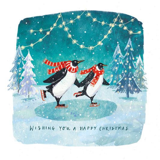 'Skating Penguins' Pack of 10 Charity Christmas Greetings Cards