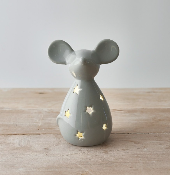 Portland Living Ceramic Grey Starry Cutout Mouse Tealight Holder