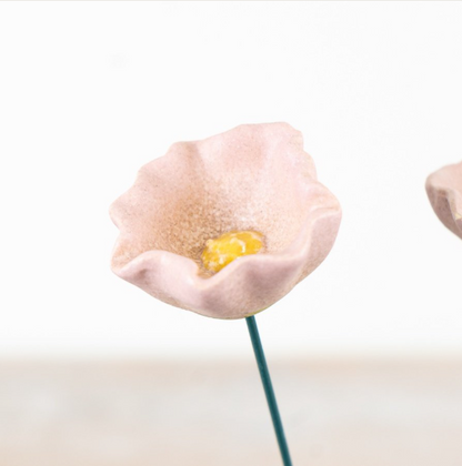 Portland Living Giftware Ceramic Pink Poppy Garden Stake