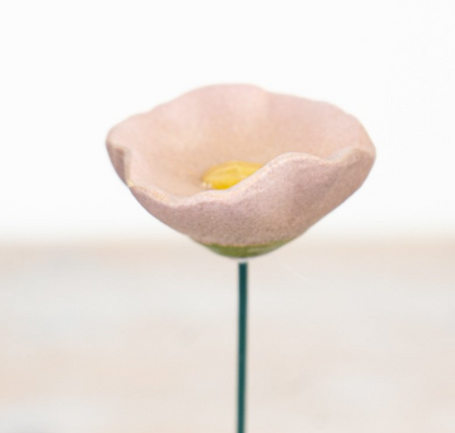 Portland Living Giftware Ceramic Pink Poppy Garden Stake