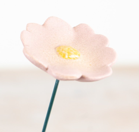 Portland Living Giftware Ceramic Pink Poppy Garden Stake
