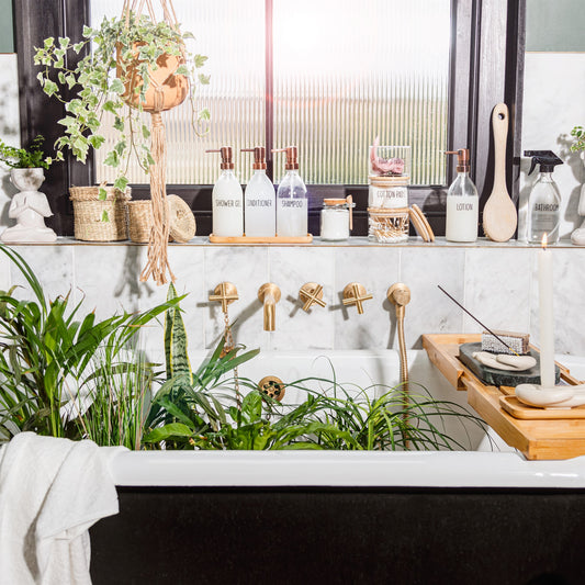 Sass & Belle Glass Body Lotion Refillable Bottle with Brass Effect Pump