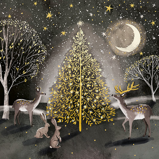'Golden Tree' Pack of 10 Charity Christmas Greetings Cards