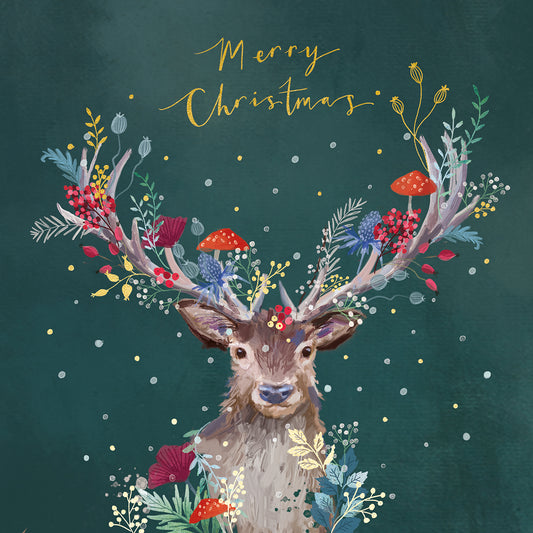 'Decorated Stag' Pack of 10 Charity Christmas Greetings Cards