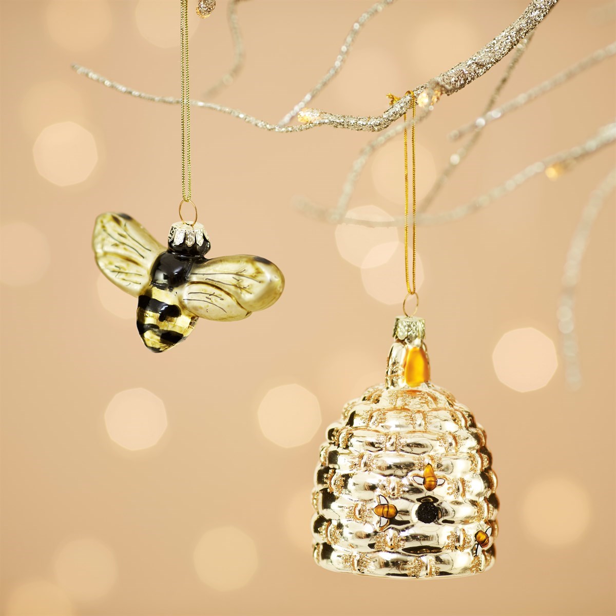 Sass & Belle Luxe Collection Golden Bee Shaped Christmas Bauble
