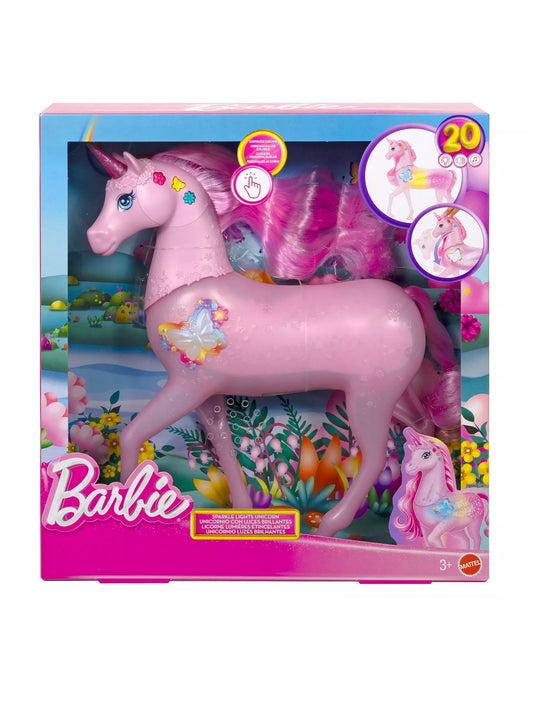 Barbie Sparkle Lights Toy Unicorn with 20 Interactive Combos of Lights, Sounds & Music