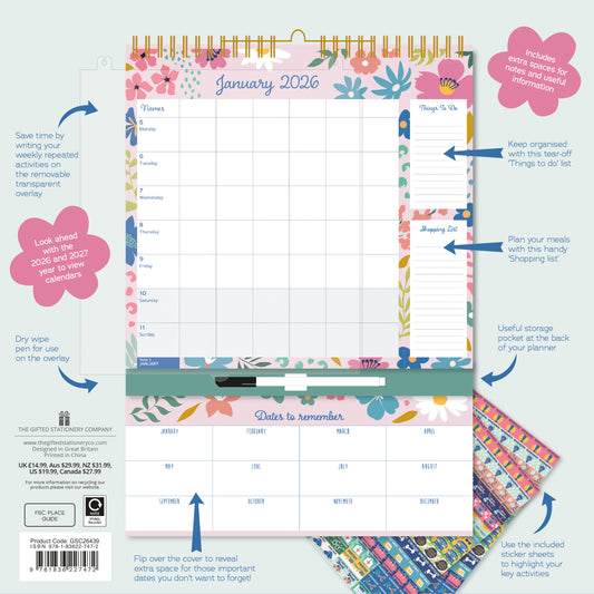 The Gifted Stationery Co. Floral 2026 Weekly Organiser